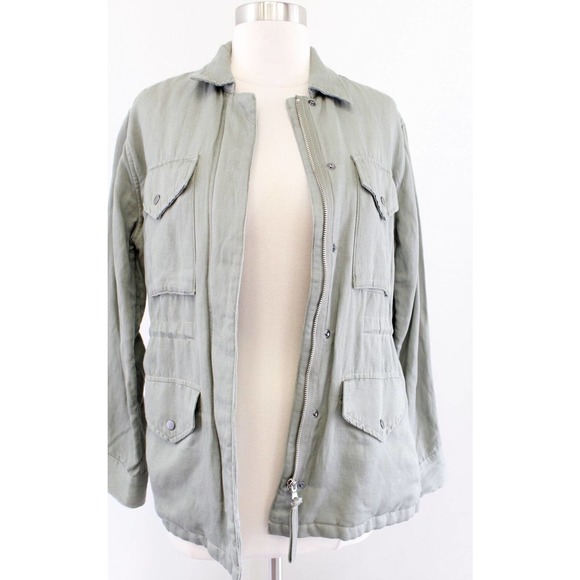 RAILS Jayden Sage Green Drawstring Utility Style Jacket Size XS Plaid Lined - Picture 4 of 7